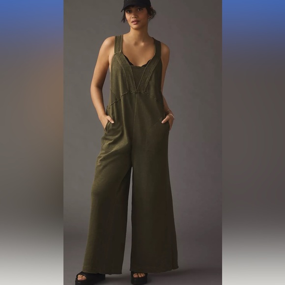 Anthropologie Army Green Jumpsuit - Picture 1 of 2